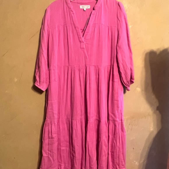 Lou & Grey Loft Small Cotton Tiered Dress Pink Pockets Maxi Travel - Picture 5 of 13